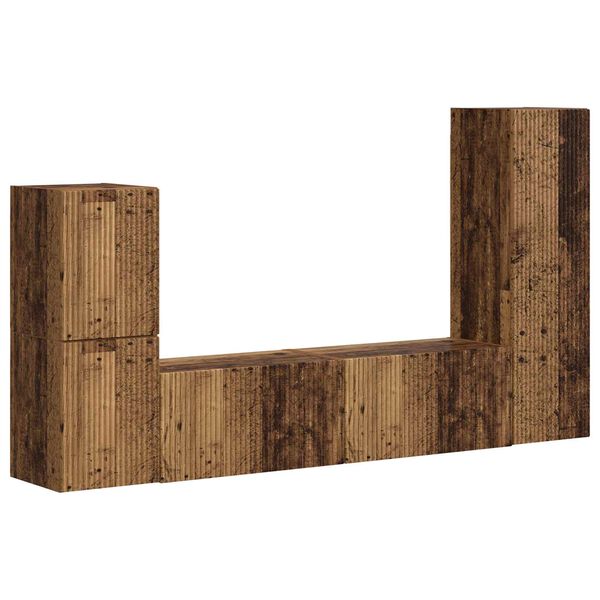 vidaXL TV spintelių komplektas 4 pcs Senas medis Apdirbta mediena