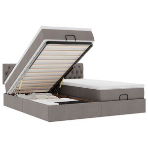 vidaXL Osmanų lovos rėmas su čiužiniais, taupe, 160x200cm, audinys