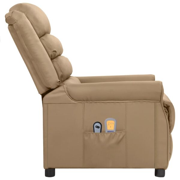 vidaXL Elektrinis masažinis krėslas, kapučino spalvos, dirbtinė oda