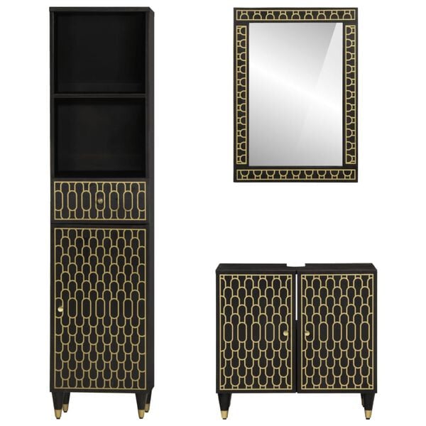 vidaXL Vonios kambario baldų komplektas, 3 dalių, mango masyvas