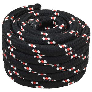 vidaXL Laivo virvė 3 mm 5 m Juoda ir raudona