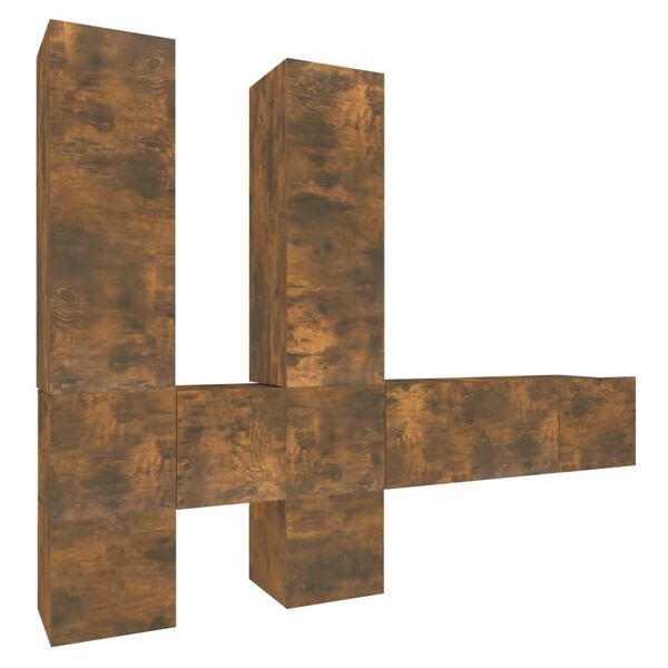 vidaXL TV spintelių komplektas, 7 dalių, dūminio ąžuolo, mediena