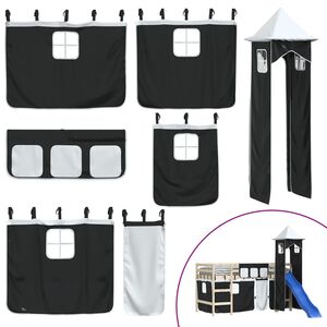 vidaXL Užuolaidos auk&scaron;tai lovai su bok&scaron;tu, baltos/juodos, poliesteris