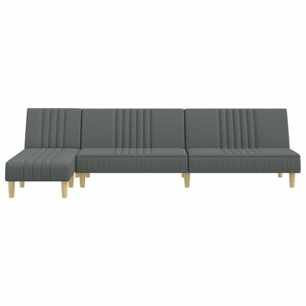 vidaXL L formos sofa-lova, tamsiai pilka, 255x140x70cm, audinys