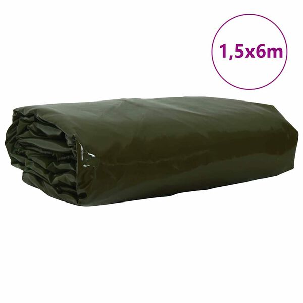 vidaXL Tentinis audinys 650g / m&sup2; Alyvuogių žalia 1,5 x 6 m