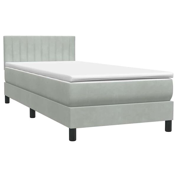 vidaXL Box Spring Lova su čiužiniu &Scaron;viesiai pilka 90x210 cm Velvet