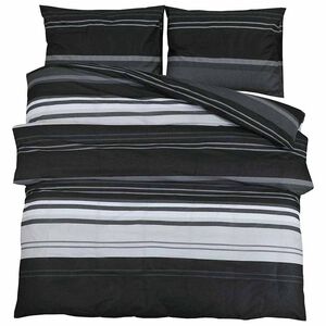vidaXL 2 vnt. 240 x 220 cm + 60 x 70 cm 100% Cotton Black Stripes