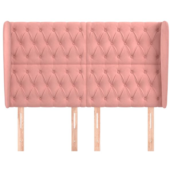 vidaXL Galvūgalis su auselėmis, rožinis, 163x23x118/128cm, aksomas