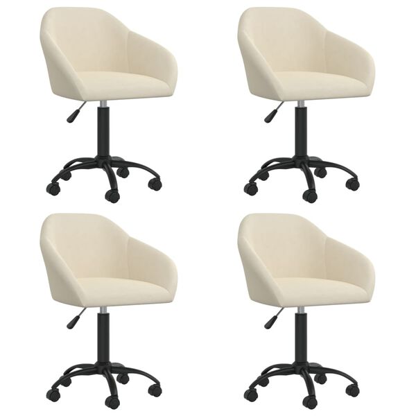 vidaXL Pasukamos valgomojo kėdės, 4vnt., kreminės spalvos, aksomas