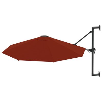vidaXL Montuojamas skėtis su metaliniu stulpu, terakota, 300cm