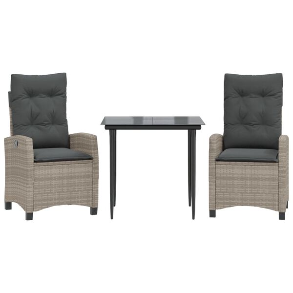 vidaXL Sodo komplektas su pagalvėlėmis, 9 dalių, pilkas, poliratanas