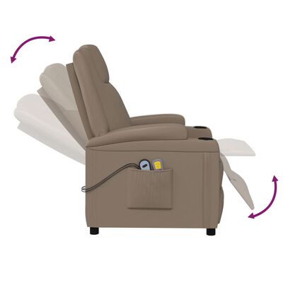 vidaXL Elektrinis masažinis krėslas, kapučino spalvos, dirbtinė oda
