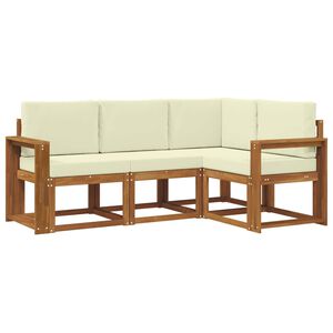 vidaXL Lauko sofos komplektas su pagalve 4 pcs Natūralus ir grietinėlė