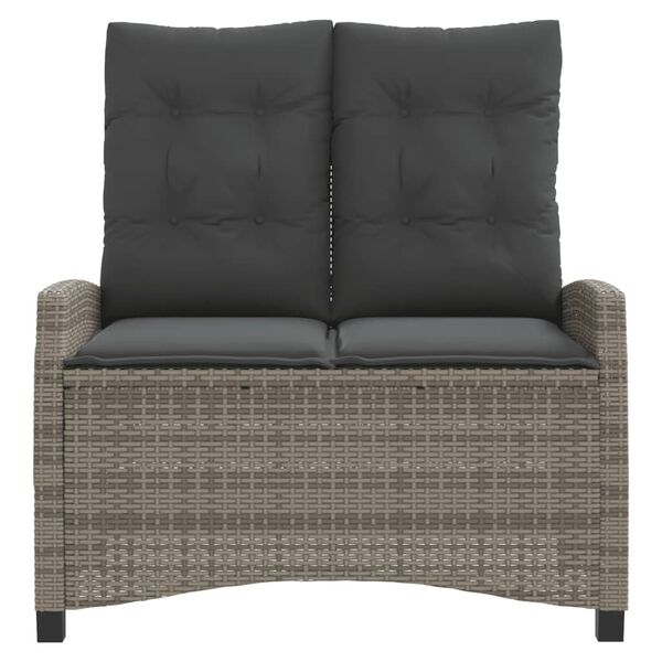 vidaXL Atlo&scaron;iamas sodo suoliukas su pagalvėlėmis, pilkas, poliratanas