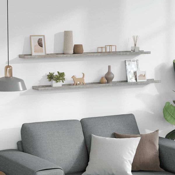 vidaXL Sieninės lentynos, 2vnt., betono pilkos spalvos, 115x9x3cm