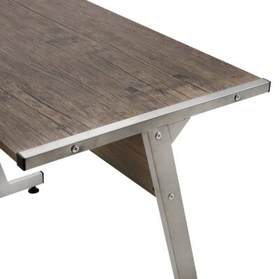 vidaXL Kampinis rašomasis stalas, rudos spalvos, apdirbta mediena