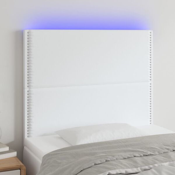 vidaXL Galvūgalis su LED, baltos spalvos, 80x5x118/128 cm