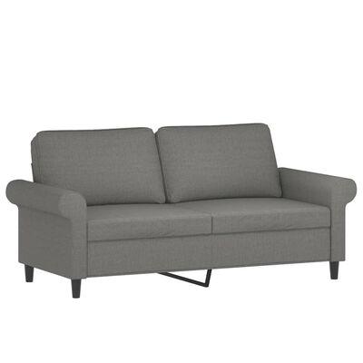 vidaXL Dvivietė sofa su pagalvėmis, tamsiai pilka, 140cm, audinys