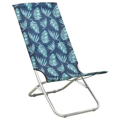 vidaXL Sulankstomos paplūdimio kėdės, 2vnt., audinys, su lapais