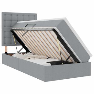 vidaXL Lova su daiktų laikymo vieta ir LED &Scaron;viesiai pilka 90 x 200 cm