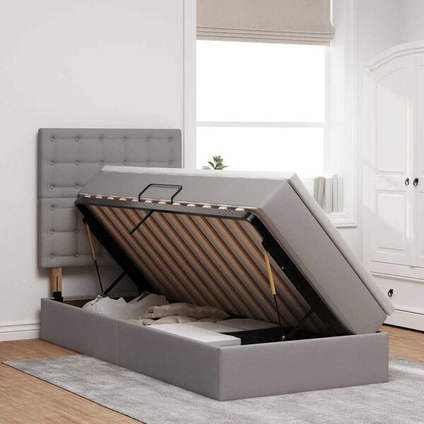 vidaXL Lova su daiktų laikymo vieta ir čiužiniu Taupe 90 x 200 cm