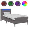vidaXL Lovos rėmas su LED juostelėmis Pilka 90 x 200 cm Dirbtinė oda