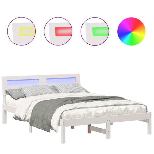 vidaXL Lovos rėmas Balta 120 x 190 cm Kietos pu&scaron;ies mediena