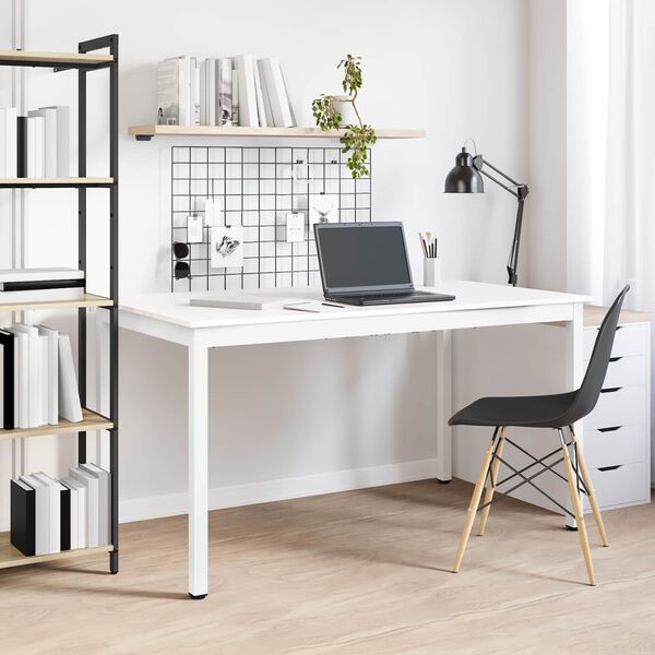 vidaXL Valgomojo stalas Balta 140 x 80 x 75 cm Kietos pu&scaron;ies mediena