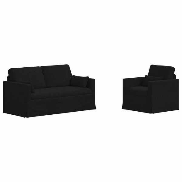vidaXL Sofos komplektas 2 pcs Juoda 158 x 78 x 80 cm audinys