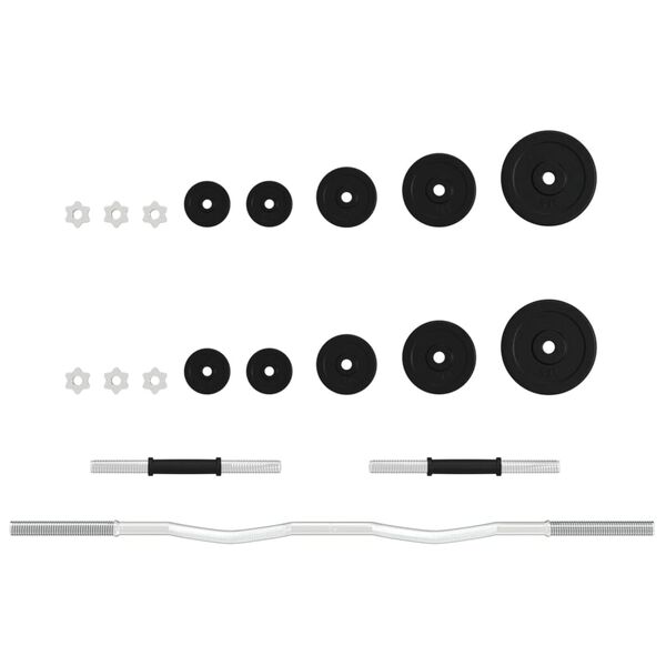 vidaXL Štangos ir svarmenų rinkinys, 30kg, ketus