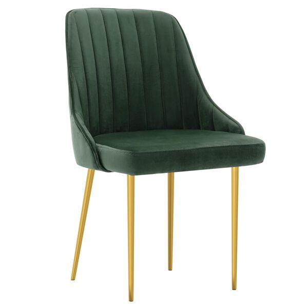 vidaXL Valgomojo kėdės, 2vnt., tamsiai žalios spalvos, aksomas