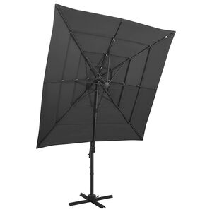 vidaXL Skėtis su aliuminio stulpu, antracito, 250x250cm, 4 auk&scaron;čių