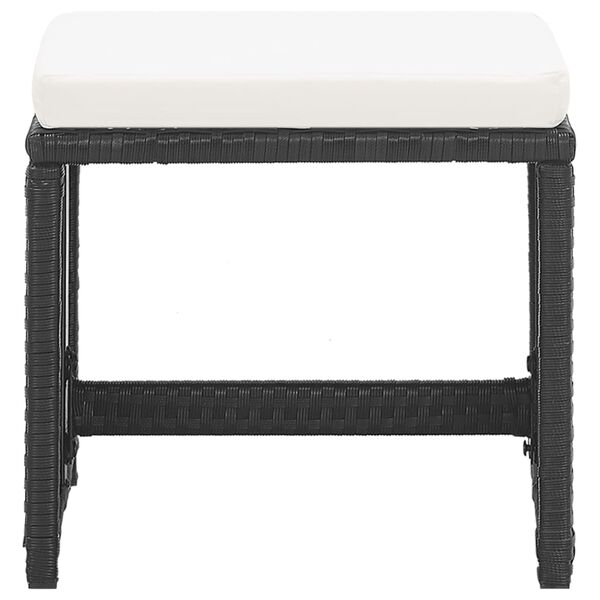 vidaXL Sodo taburetės su pagalvėlėmis, 2vnt., juodos, poliratanas