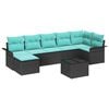 vidaXL Sodo Sofų Rinkinys su pagalve 8 pcs Juoda Poli ratanas