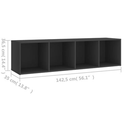 vidaXL TV spintelė, pilka, 142,5x35x36,5cm, fanera