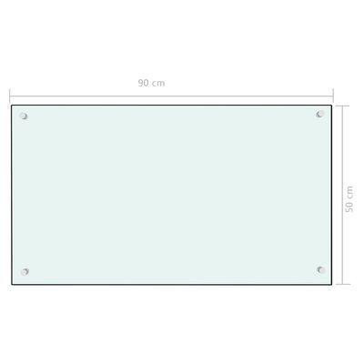 vidaXL Virtuvės sienelė, baltos spalvos, 90x50cm, grūdintas stiklas