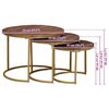 vidaXL Sudediami kavos stalai 3 pcs Kietas mango medis ir plienas