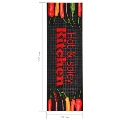 vidaXL Virtuvės kilimėlis, 60x180cm, plaunamas, su užrašu Hot & Spicy
