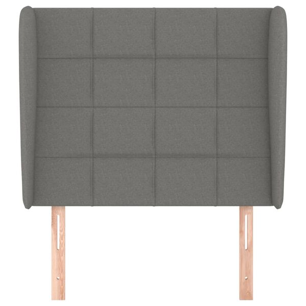 vidaXL Galvūgalis su auselėmis, pilkas, 93x23x118/128cm, audinys