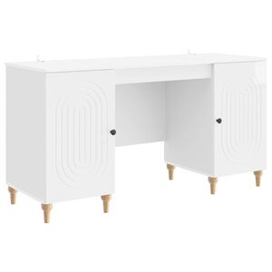 vidaXL Stalas Blizgus baltas 142,5 x 50 x 75 cm Apdirbta mediena