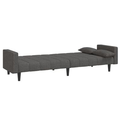 vidaXL Dvivietė sofa-lova su dvejomis pagalvėmis, pilka, audinys