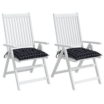 vidaXL Kėdės pagalvėlės, 2vnt., 40x40x7cm, audinys, juodi langeliai