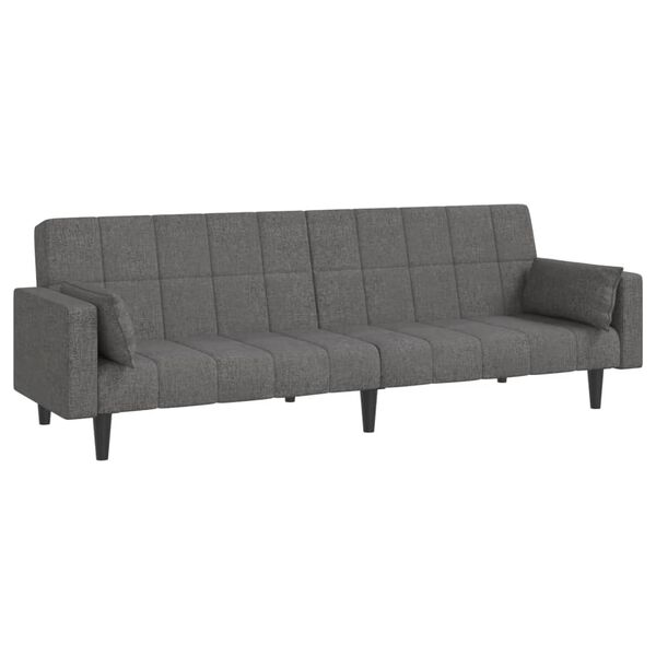 vidaXL Dvivietė sofa-lova su dvejomis pagalvėmis, pilka, audinys