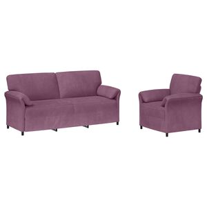 vidaXL Sofos komplektas 2 vnt. Violetinė Aksomas