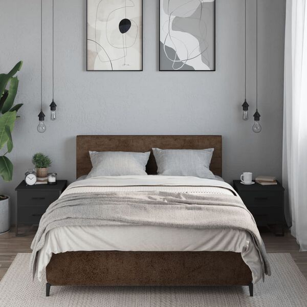 vidaXL Naktinės spintelės, 2vnt., juodos, 40x41x40cm, apdirbta mediena