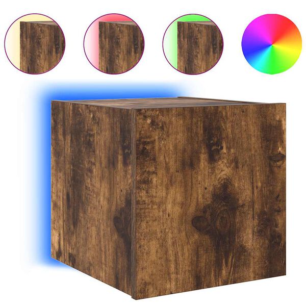 vidaXL Sieninė TV spintelė su LED lemputėmis, dūminė, 30,5x35x30cm