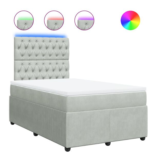 vidaXL Lova su spyruoklėmis ir čiužiniu, pilka, 120x190cm, aksomas