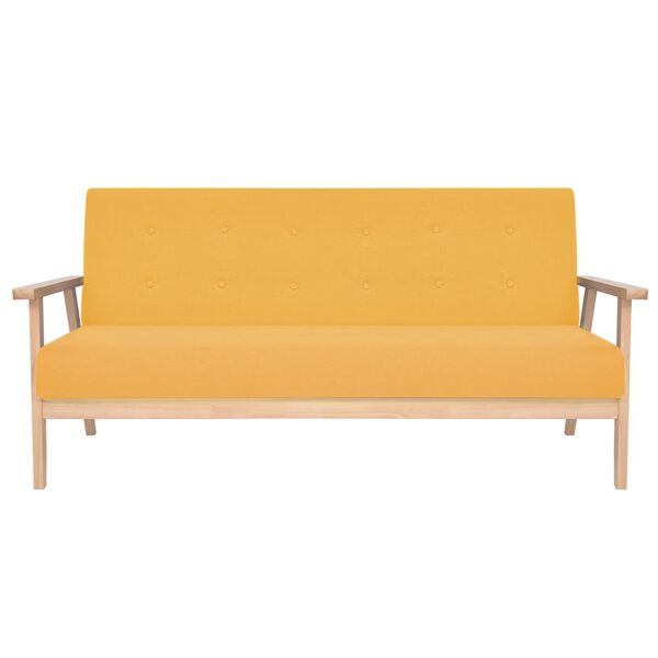 vidaXL Trivietė sofa, geltonos spalvos, audinys