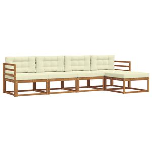 vidaXL Lauko sofos komplektas su pagalve 5 pcs Natūralus ir grietinėlė