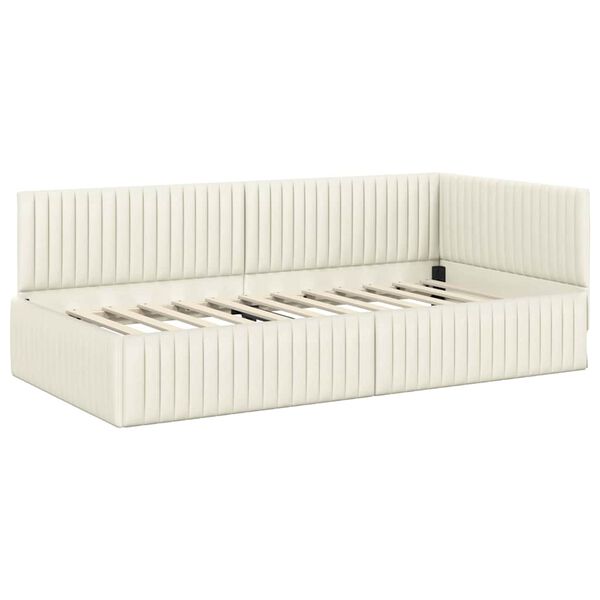 vidaXL Kampinė lovos konstrukcija Kreminė 100 cm x 200 cm Aksomas